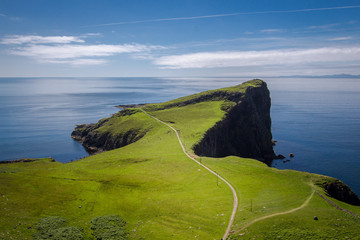 Neist Point Lighthouse, Isle of Skye with an amazing blue sky