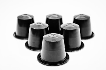 view of some aromatic, tasty espresso coffee capsules