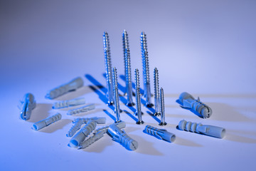 Screws and dowels of different sizes