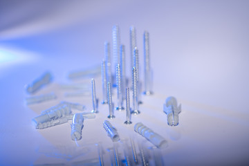 Screws and dowels of different sizes