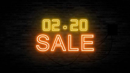 02.20 sale letter on the black brick wall for promotion sale and for clearance sale and for promote sale season.