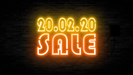 20.02.20 sale letter on the black brick wall for promotion sale and for clearance sale and for promote sale season.