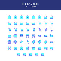 Business, e-commerce, shopping and finance filled outline icon set