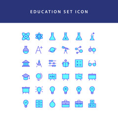education filled outline icon set