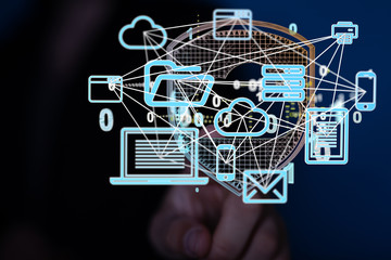 Data sorting flow process. Big data stream futuristic infographic.