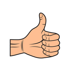Arm with finger up like positive win success symbol for business concept design in cartoon pop art style on white, stock vector illustration