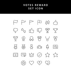 reward and votes outline icon set
