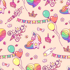 vector cute unicorn seamless pattern