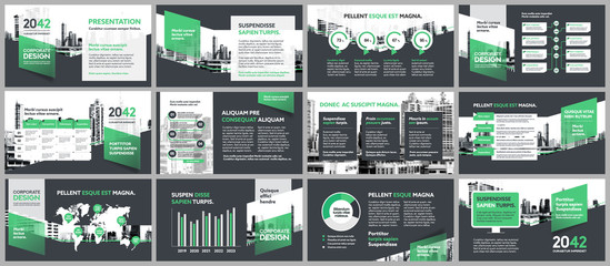 City Background Business Company Presentation with Infographics. Corporate Design Media Layout, Book Cover, Flyer, Brochure, Annual Report for Advertising and 