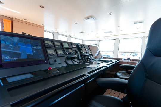 Interior shot of the yacht control room
