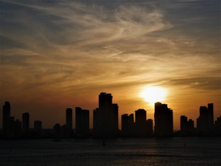 Fototapeta na wymiar Sonnenuntergang in Cartagena de Indias