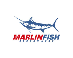 Marlin Fish logo design vector. Fishing logo design template illustration . Sport fishing Logo