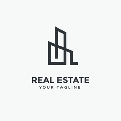 real estate logo design template, Construction Architecture Building symbol vector editable