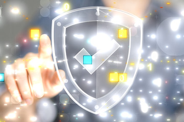 shield protection concept holding in hand 3d