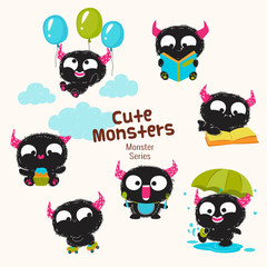 cute monster characters collection with funny expression for kids