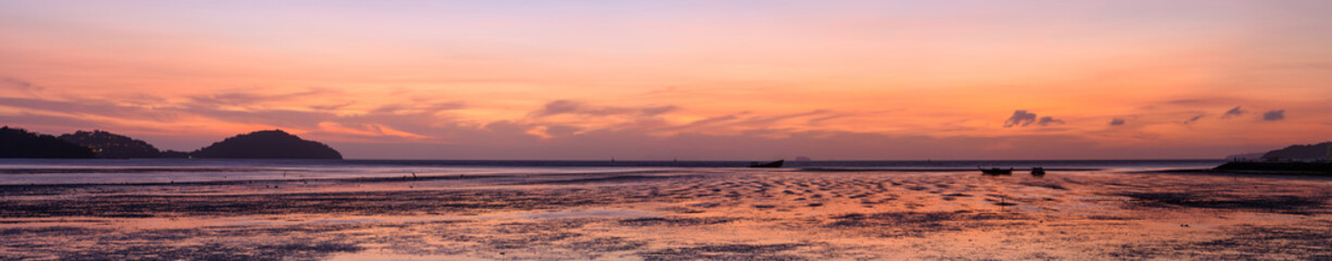 Panoramic view of beautiful sky before sunrise at Phuket city