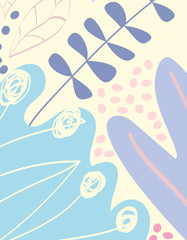 Modern abstract bright floral background with hand drawn texture.
