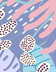 Modern abstract bright floral background with hand drawn texture.