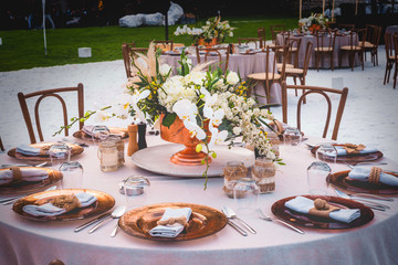 Elegant flower decoration for celebration, wedding, event or birthday party