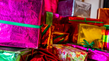 Colorful boxes of Christmas present 