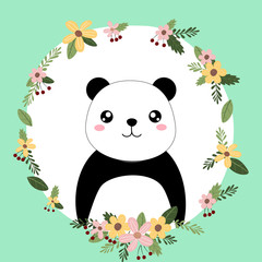 Cute panda vector hand drawn for kid
