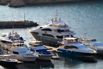 Luxury yachts in marina, arabian sea