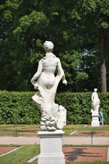view for the russian landmark Catherine royal gold Palace and outdoor park and garden , Rococo...