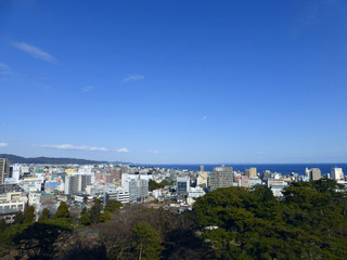 Fototapeta na wymiar 小田原城から見た冬の小田原市街