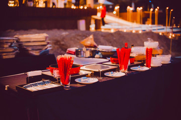 Elegantly decorated wedding table set