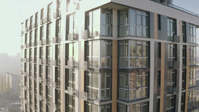 Moderm buildings air view with drone