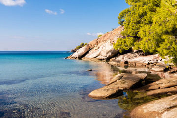 Fototapeta na wymiar Beautiful Small Beach on Sithonia Peninsula, Chalkidiki, Greece