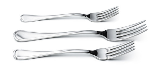 Stainless steel fork isolated on white background