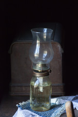 Old Oil lamp with glass chimney