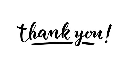 Thank you lettering on white background. Vector illustration