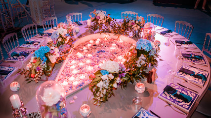 Flower design at gala or wedding celebration