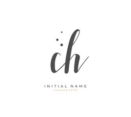 Handwritten letter C H CH for identity and logo. Vector logo template with handwriting and signature style.