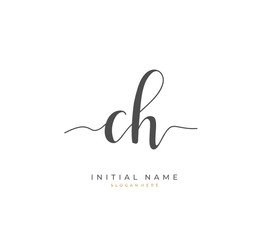 Handwritten letter C H CH for identity and logo. Vector logo template with handwriting and signature style.