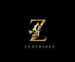 Golden Z Luxury Logo Icon, Classic Z Letter Logo Design.