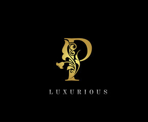 Golden P Luxury Logo Icon, Classic P Letter Logo Design.