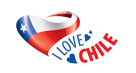 The national flag of the Chile and the inscription I love Chile. Vector illustration