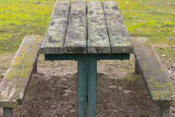 Fototapeta premium wooden table and bench widely used in the street