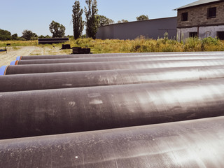 The gas pipeline, pipes prior to assembly
