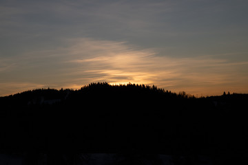 Dawn on the frozen mountains, Jizera Mountains