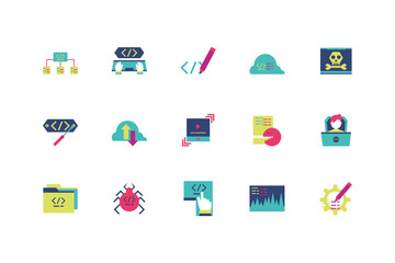 Isolated website code icon set vector design