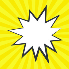 Comic explosion bubble, comic speech bubble blank template with pop art style isolated on yellow background. vector illustration.