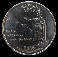 Coin 25 US cents. States and territories. Hawaii