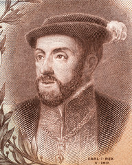Charles V (1500 - 1558) portrait on 1000 Spanish pesetas (1925). Holy Roman Emperor, King of Spain,...