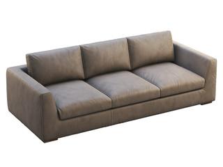 Chalet brown leather upholstery sofa. 3d render.