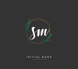 Handwritten letter S M SM for identity and logo. Vector logo template with handwriting and signature style.