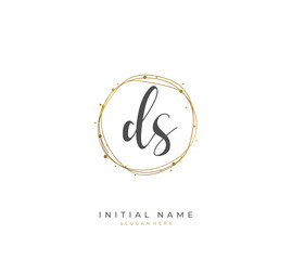 Handwritten letter D S DS for identity and logo. Vector logo template with handwriting and signature style.